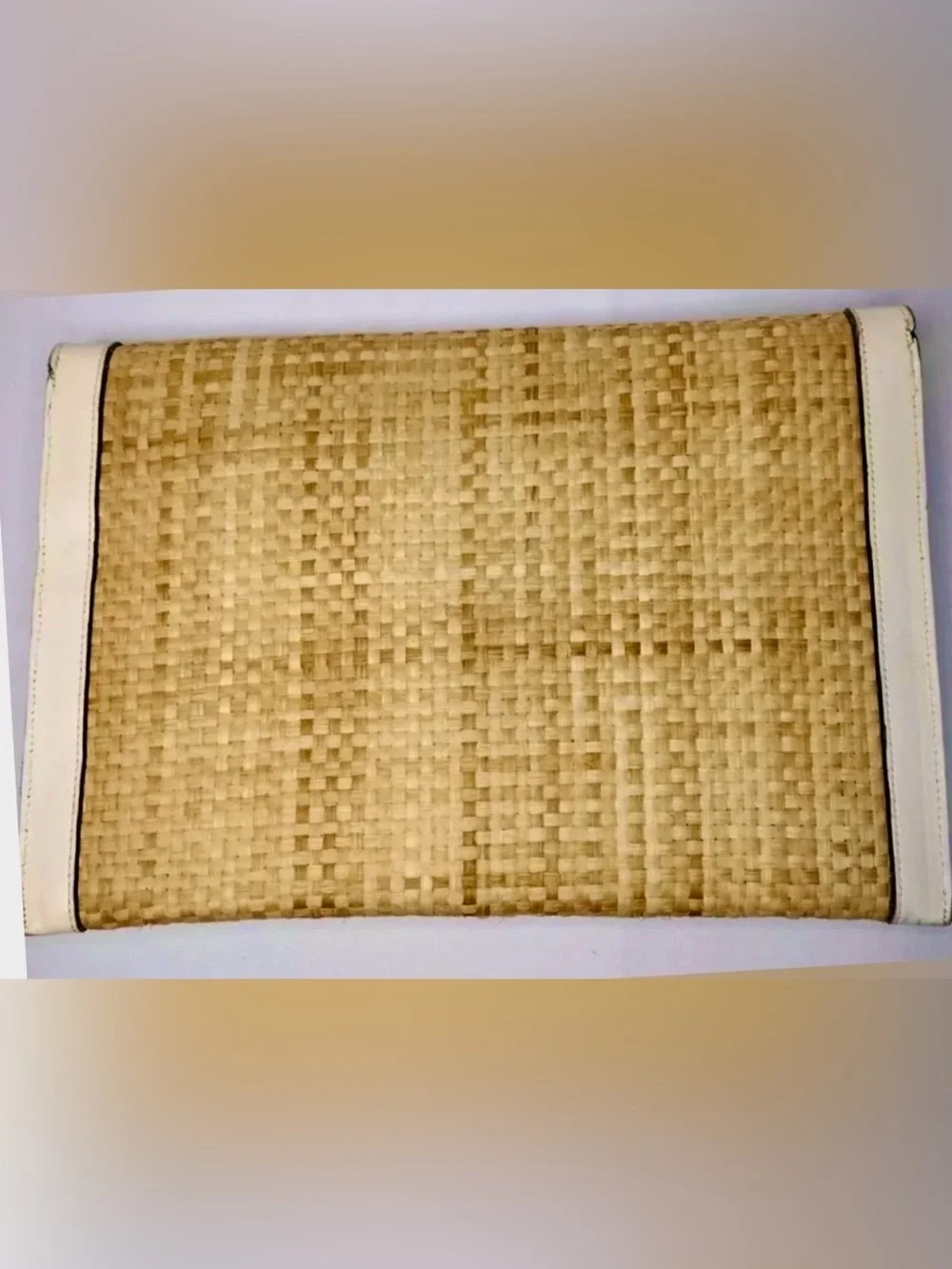 Handmade Vintage Etienne Aigner Straw & Leather Clutch E spaceUC